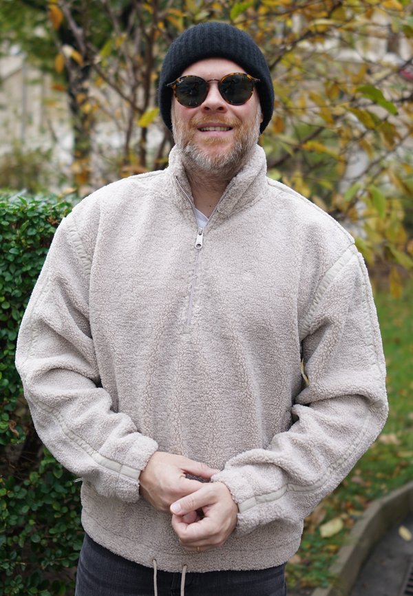 American Eagle quarter zip cream sherpa wooly sweatshirt (Taille M)