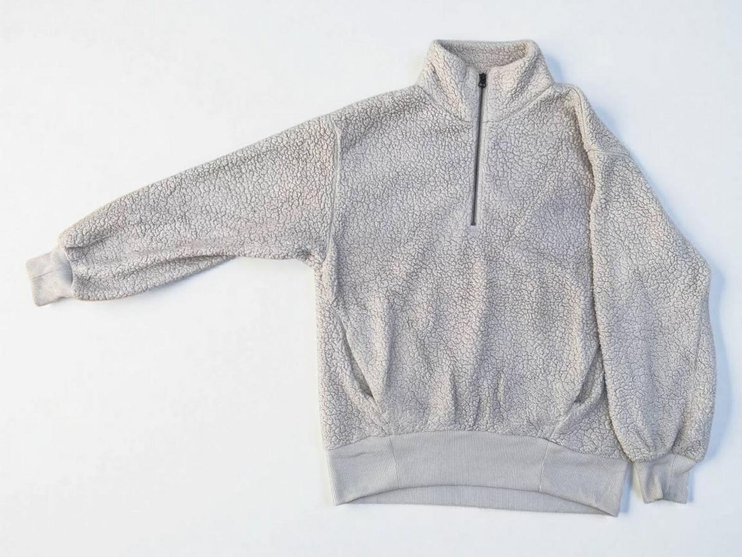 American Eagle quarter zip cream sherpa wooly sweatshirt (Taille M)